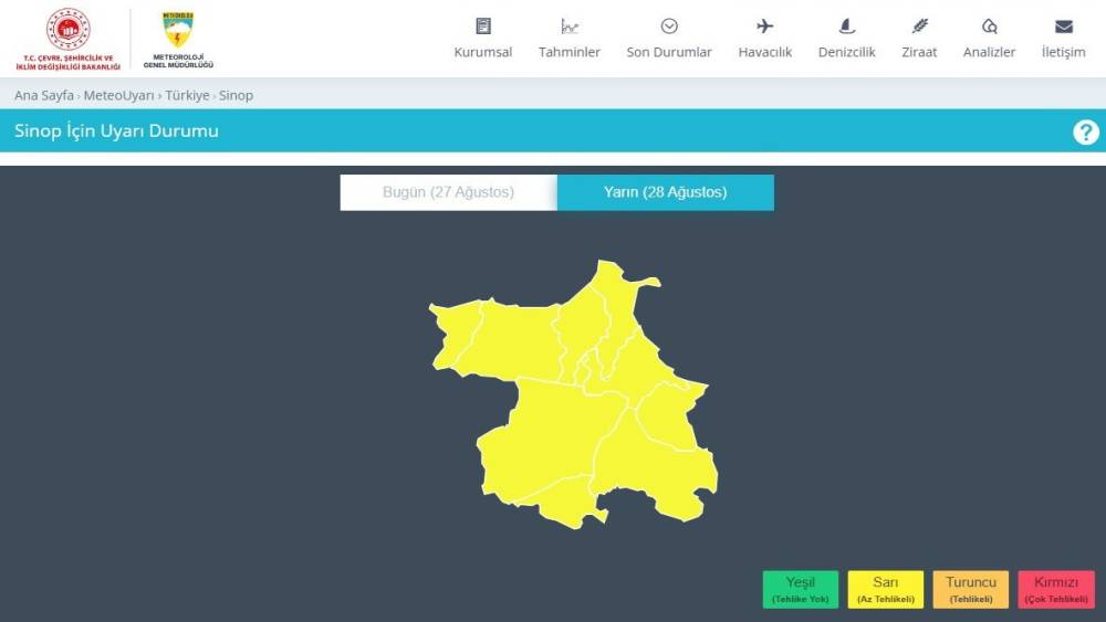 Sinop i&ccedil;in sarı kod: Kuvvetli sağanak bekleniyor