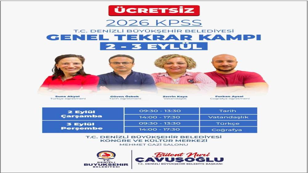 Denizli&rsquo;de KPSS adaylarına &uuml;cretsiz tekrar kampı