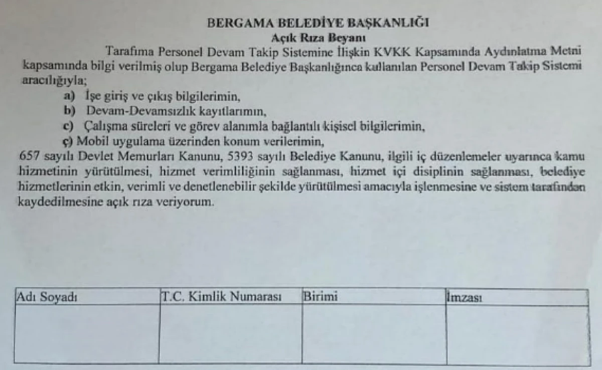 Bergama Belediyesi personel için takip sistemi hazırlığında